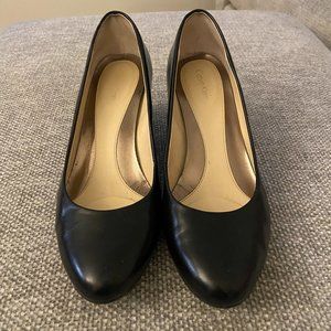 Calvin Klein black leather wedges